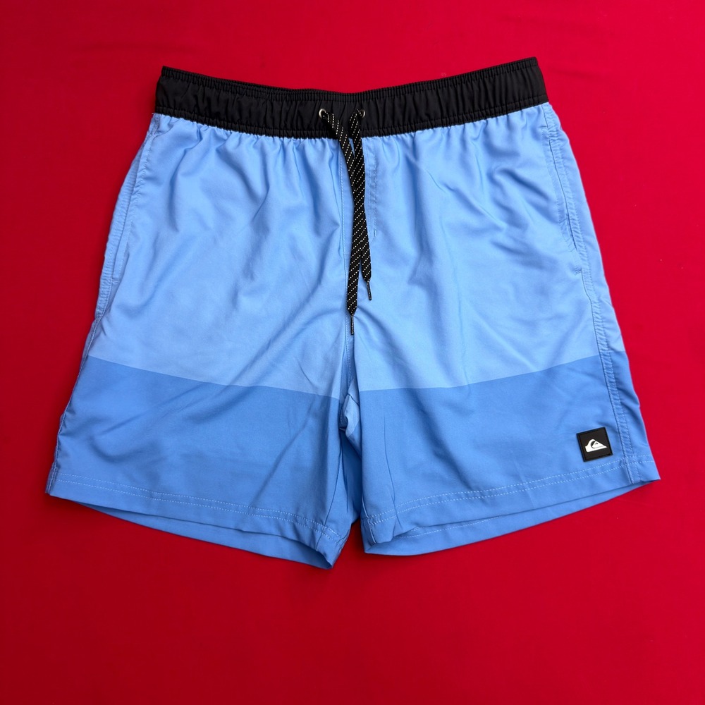 Quiksilver Mens Swim Trunks Blue Colorblock Board Shorts Medium‎ Mesh Lined